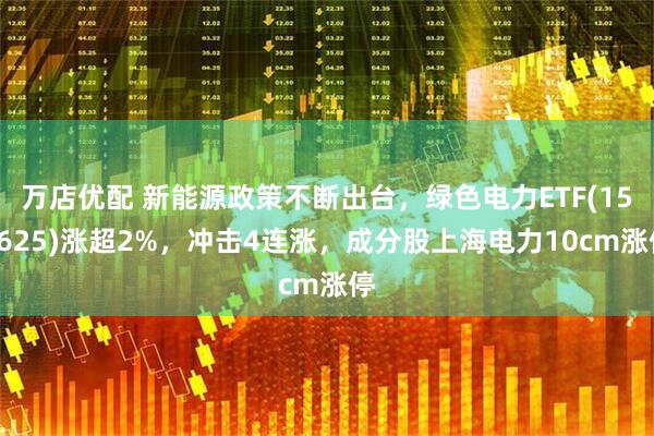 万店优配 新能源政策不断出台，绿色电力ETF(159625)涨超2%，冲击4连涨，成分股上海电力10cm涨停